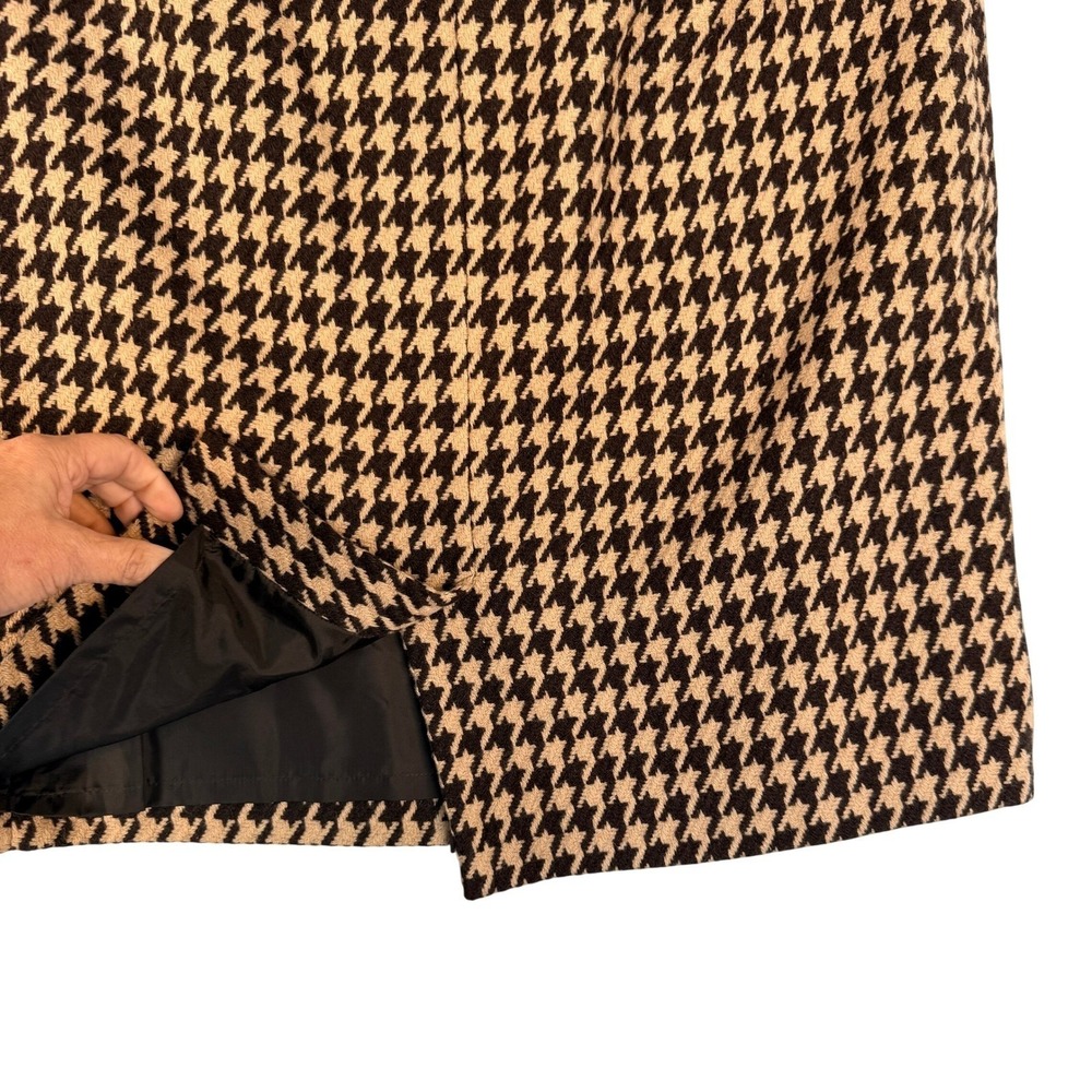 Talbots Womens Tan Black Houndstooth Wool Blend Mini Skirt Size 14 - Picture 6 of 7